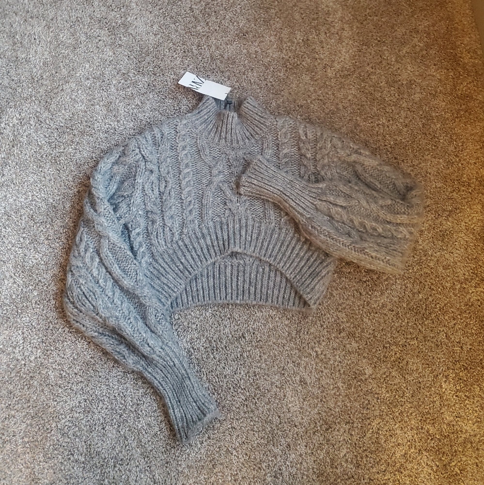 NWT Zara Cropped Cable Knit Sweater